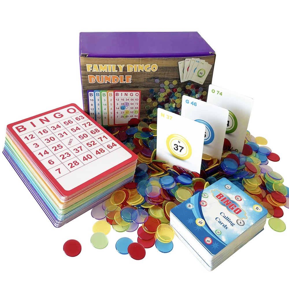 Complete Bingo Game Set - 100 Bingo Cards,1000 Bingo Chips and Deck of Callin...