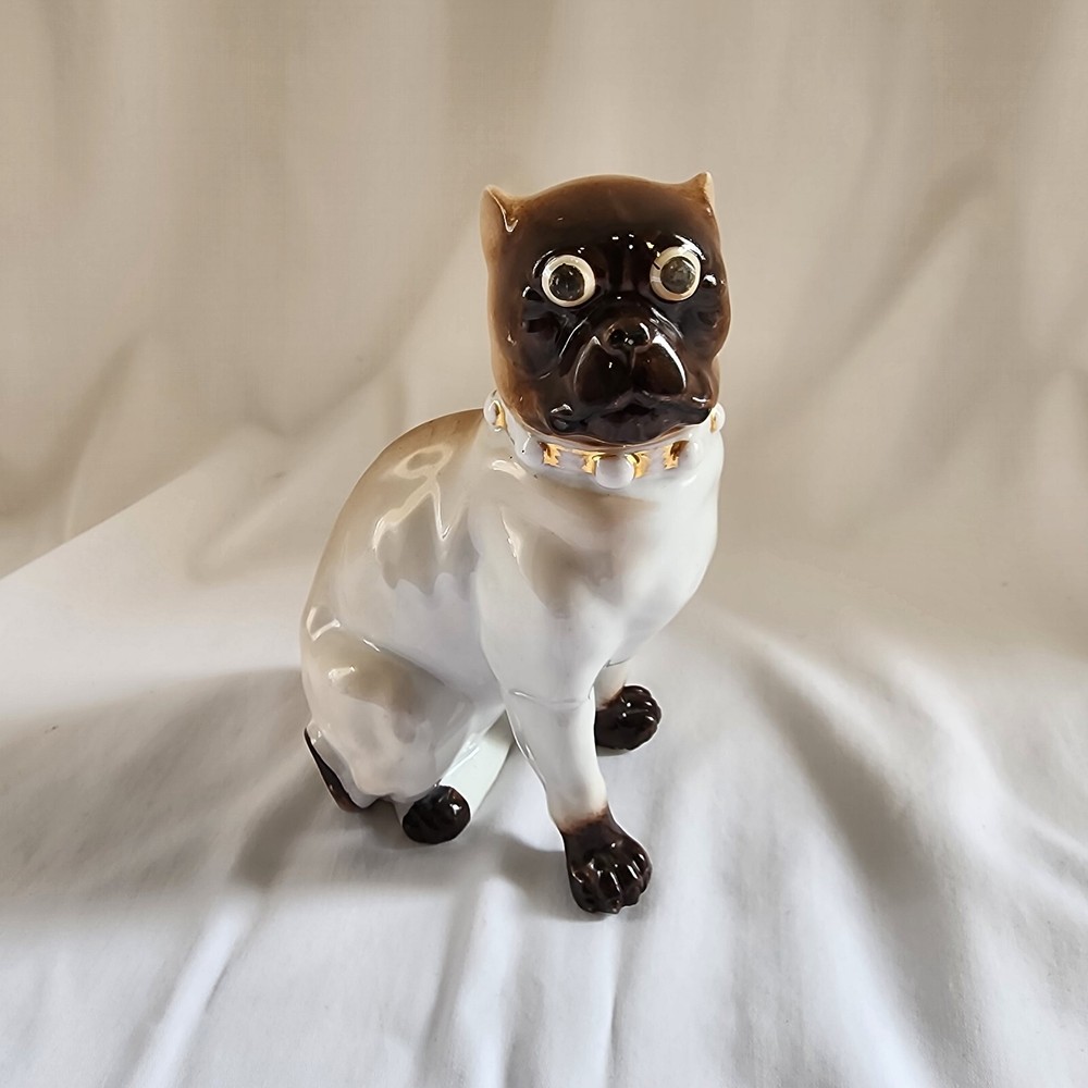 Antique 19th Century Staffordshire Pug Cat Face Figurine Meissen?
