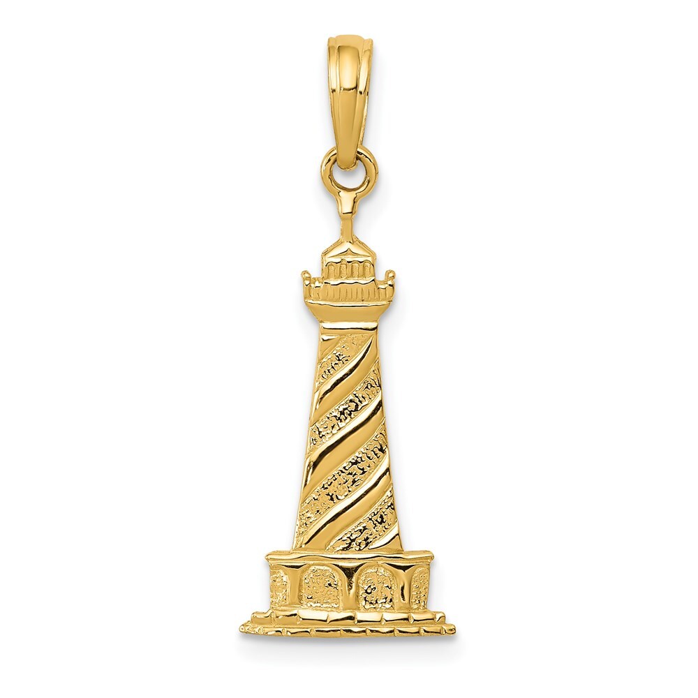 14K Yellow Gold Lighthouse Pendant L- 1.11 Inch, W-0.44 Inch, 1 gram