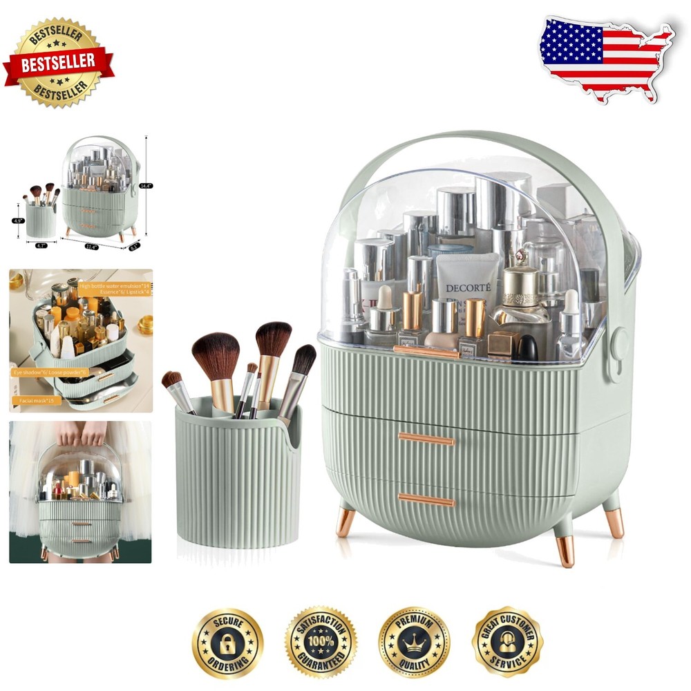 Versatile Makeup Storage with Drawers and Brush Holder - Portable & Functional