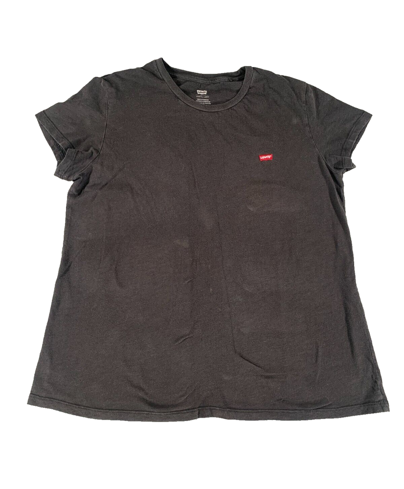 Levis Black Crew Neck T-Shirt with Red Tab Logo Soft Cotton XL #4133 Casual Fit