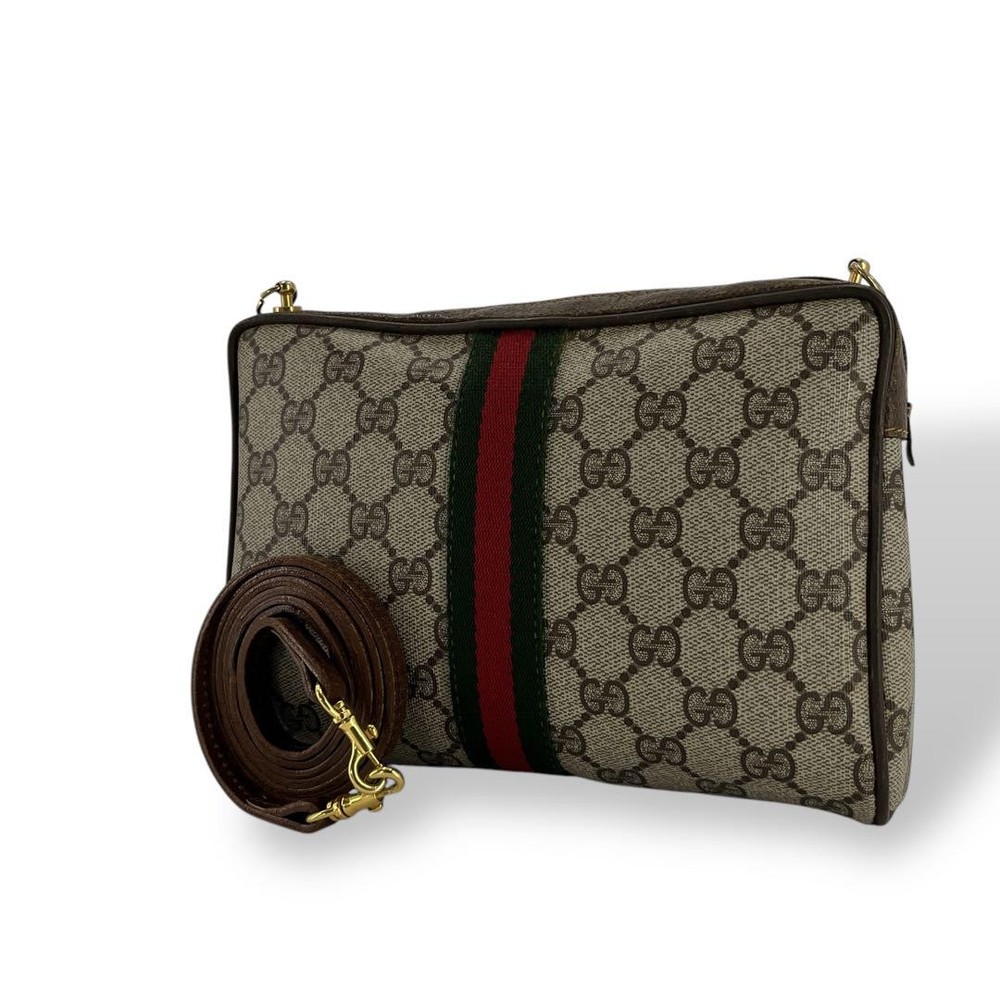 Vintage Gucci Sherry Line GG 2-Way Shoulder Bag Clutch