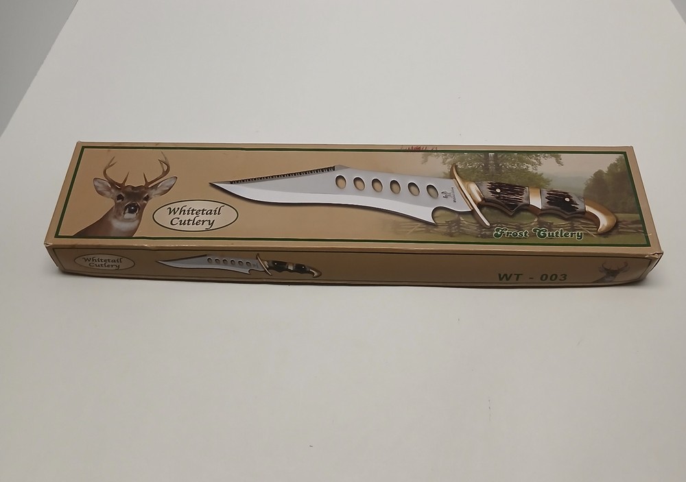 Frost Whitetail Fixed Blade Hunting Knife with Leather Sheath WT-003