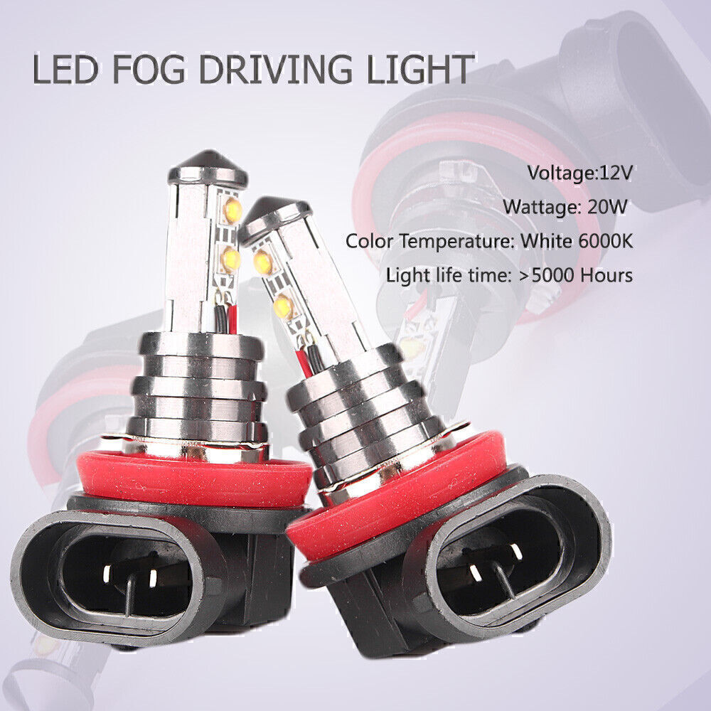 2pcs H11/H8/H9 Car LED Fog Driving Light Kit Bulbs 1500LM 40W High Power lamp US