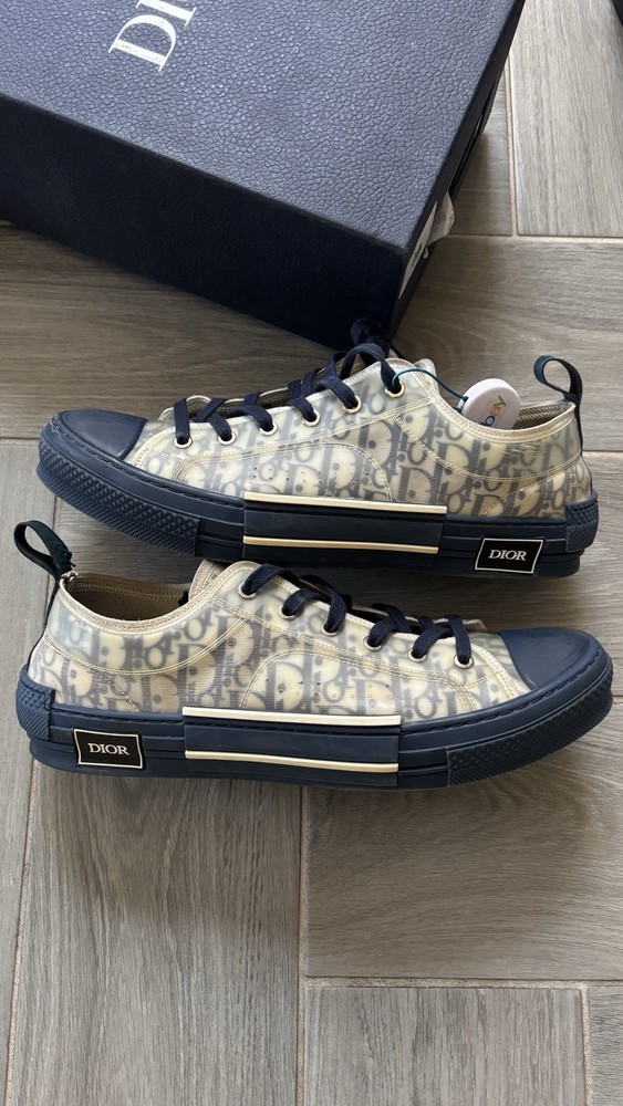 Dior B23 Low Top Sneakers Size 45 in Blue Oblique Logo Design