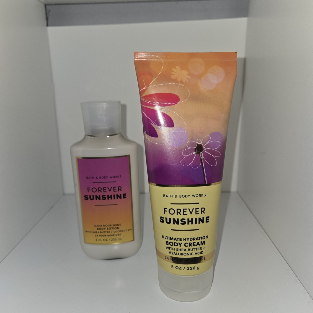 2pc Bath & Body Works Forever Sunshine Lotion & Cream Set 8oz Each