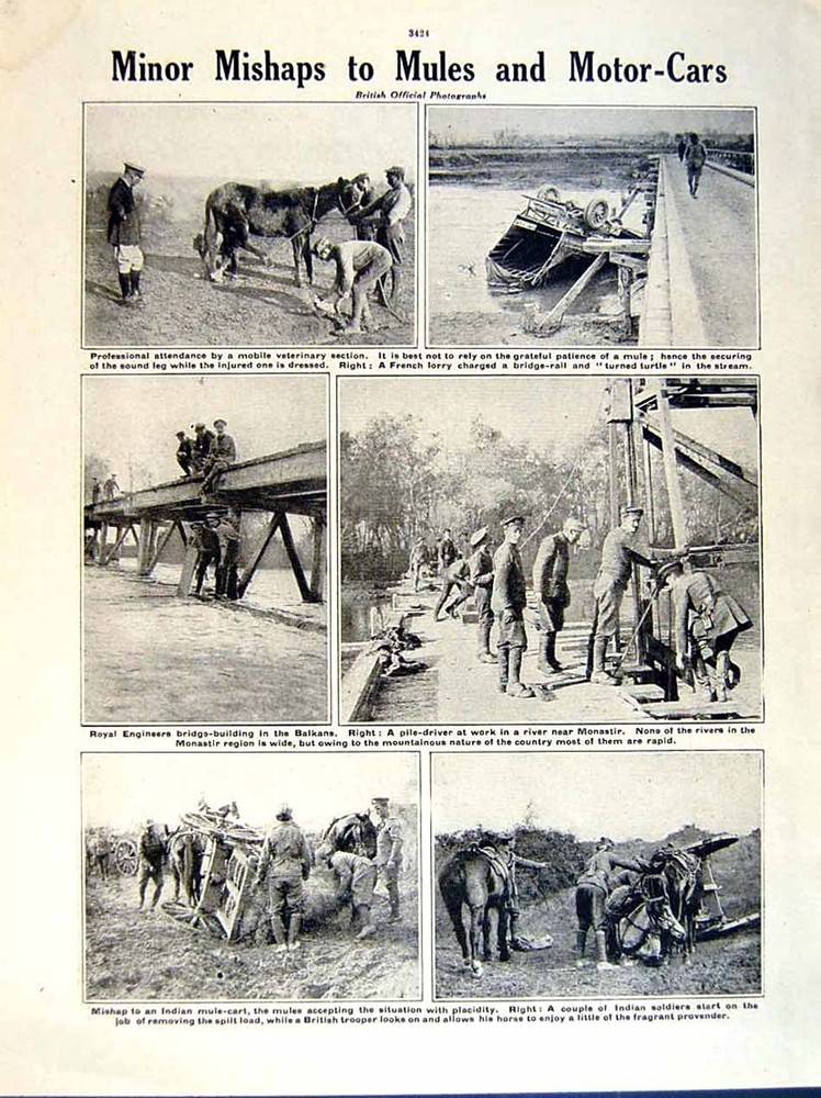 Old Vintage Print 1919 World War Siers Italian Serbian Balkan Engineer 20th