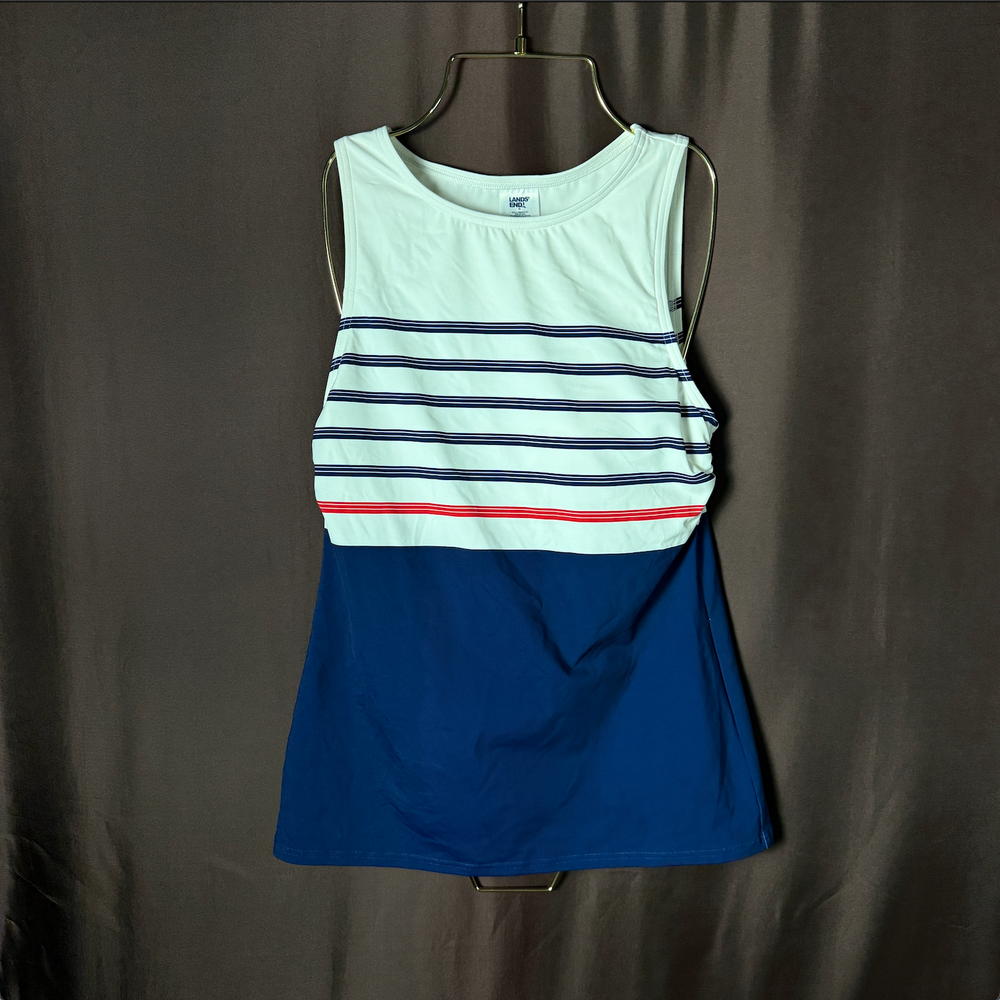 Lands End Womens Long High Neck UPF 50 Modest Tankini Swimsuit Top Sizes 4 2-10