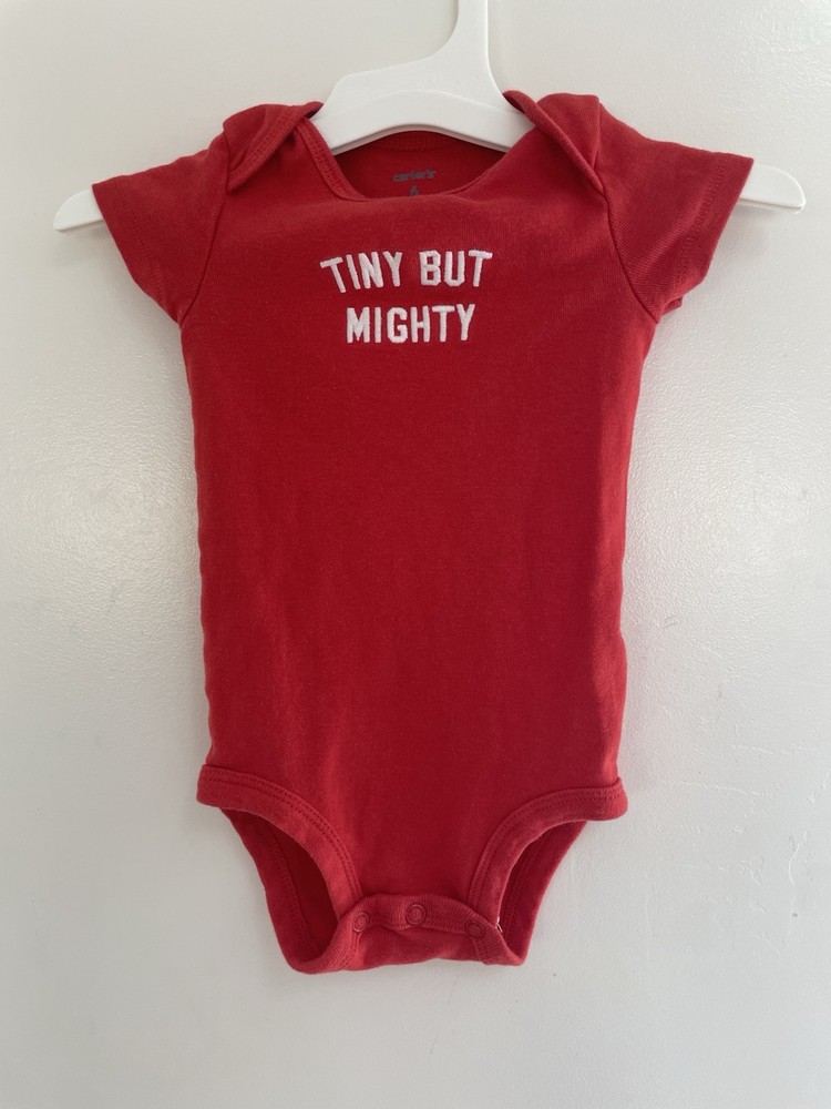 Carters Baby Boy Embroidered Tiny But Mighty Cotton Short Sleeve Bodysuit Red 6M
