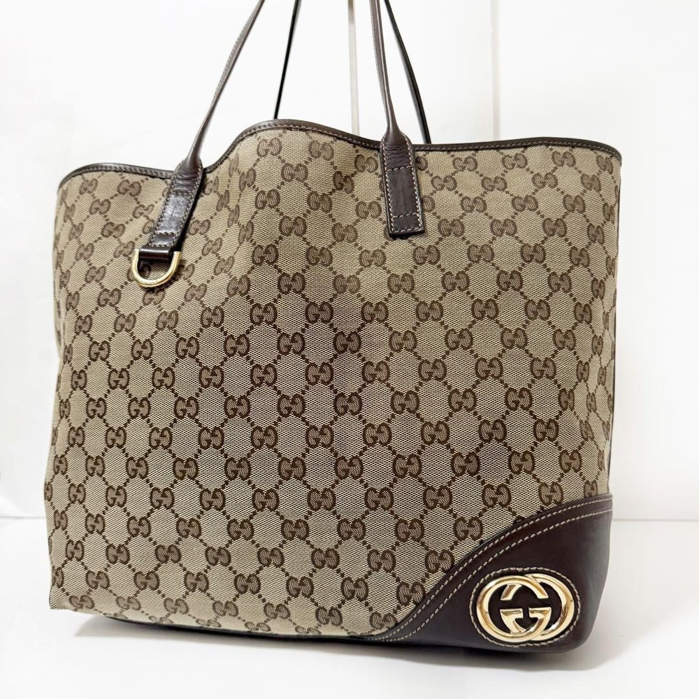 Gucci GG Monogram Canvas Large Brown Interlocking Tote Bag
