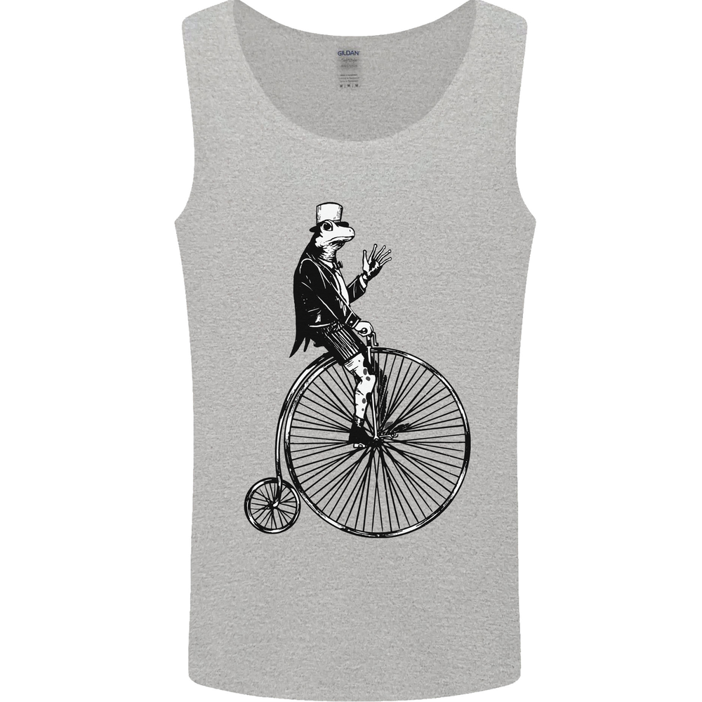 Cycling a Frog Riding a Penny Farthing Mens Vest Tank Top