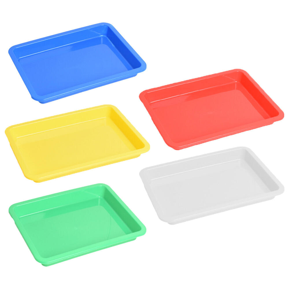 5pcs Multi-Color Plastic Art Organizer Trays for DIY Crafts & Food