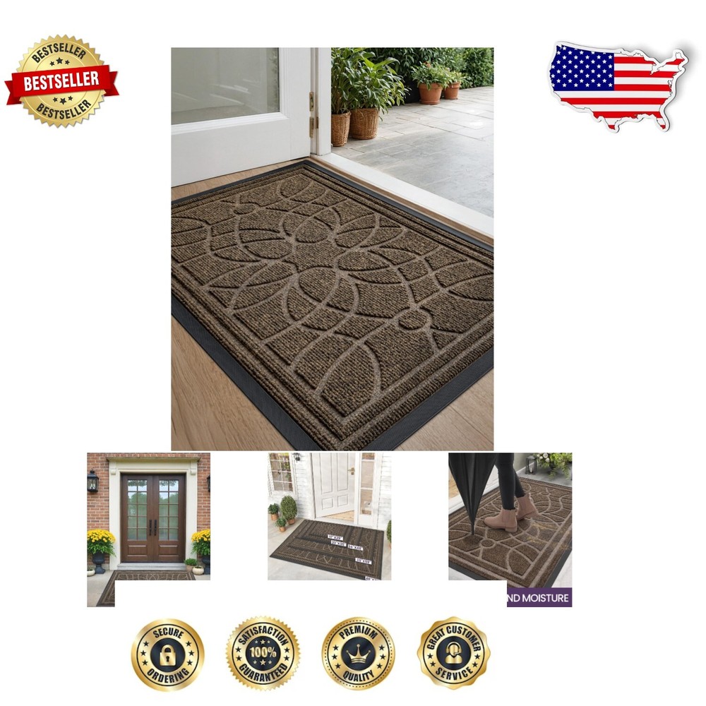 Durable 3x2 Brown Non-Slip Welcome Mat for Indoor and Outdoor Use