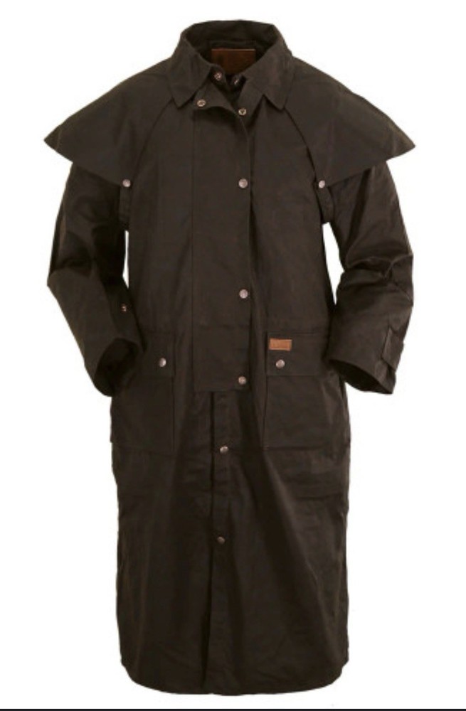 Outback Trading Company Bush Trader Waxed Oilskin Duster Jacket Coat Size Medium