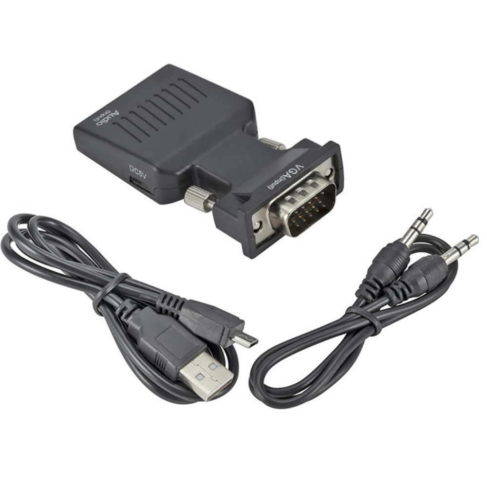 VGA to HDMI Adapter with Audio USB Cable for Windows 7 8 10
