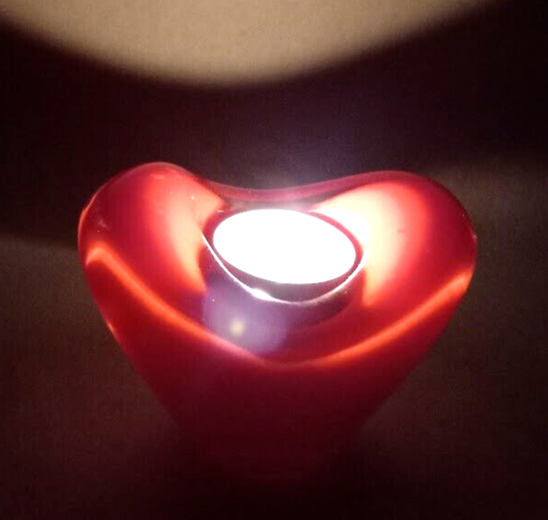 Heart Shaped Red Glass Votive Candle Holder Teleflora Valentine Gift