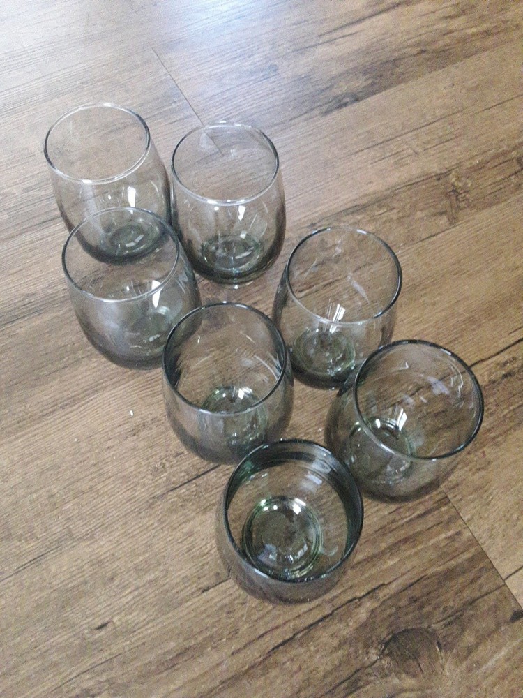 Smoke Gray Stemless Wine Glasses Set of 7