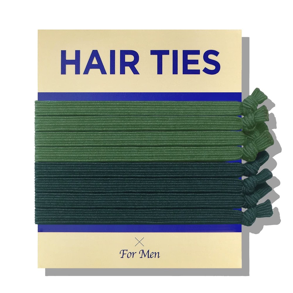 HAVHAF No-Crease Knotted Hair Ties for Men, 8pcs Thin Forest Design, Snag-Free