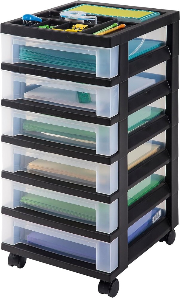 6-Drawer Rolling Plastic Storage Cart with Wheels