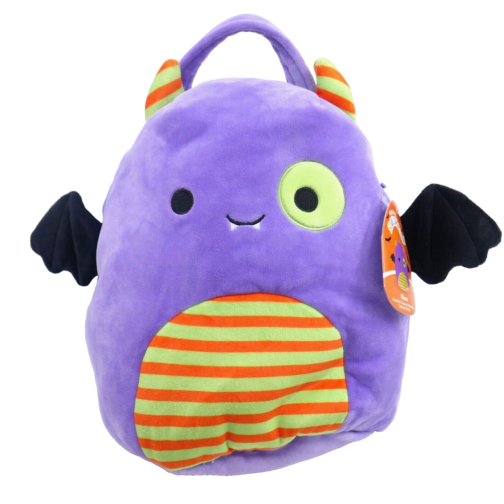 12 Inch Purple Blaze Bat Squishmallow Halloween Plush Toy with Candy Pail