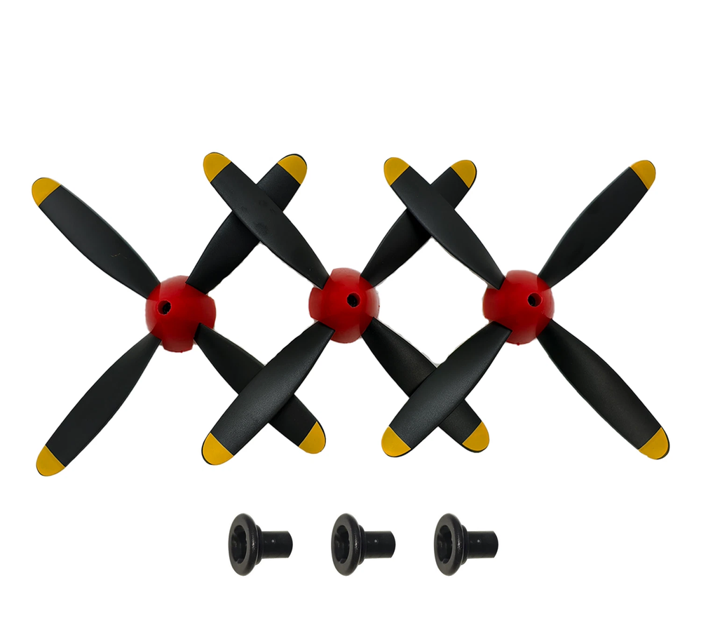 4-blade Propeller 3pcs , with Saver and Adapter for Volantex RC Plane P-51Red