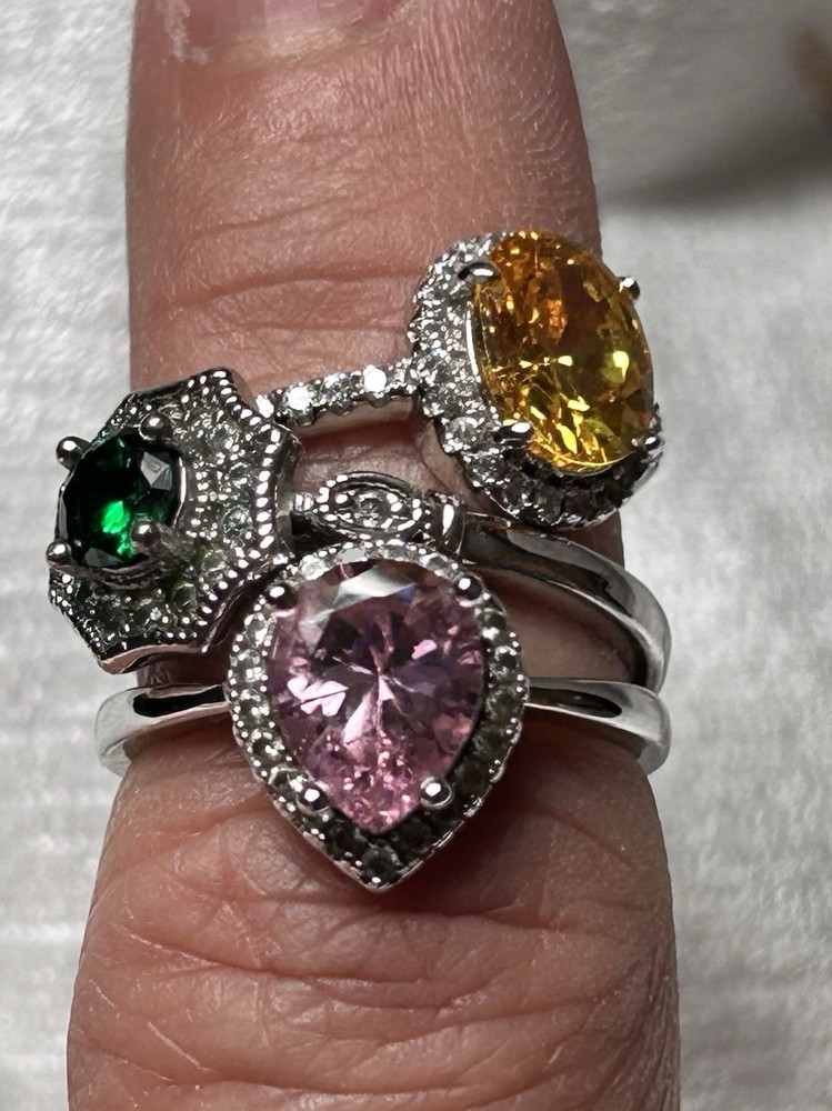 Lot Of 3 Costume Jewelry Rings Size 6.5