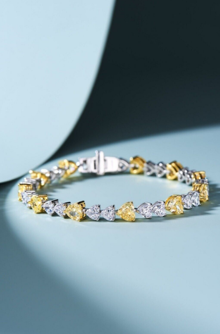 12.2 Ct Yellow Sapphire Moissanite Tennis Bracelet in 925 Sterling Silver for Women