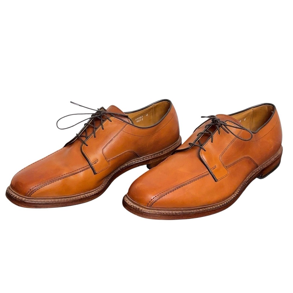 Allen Edmonds Hillcrest British Tan Brown Leather Derby Dress Shoes Mens 14D USA