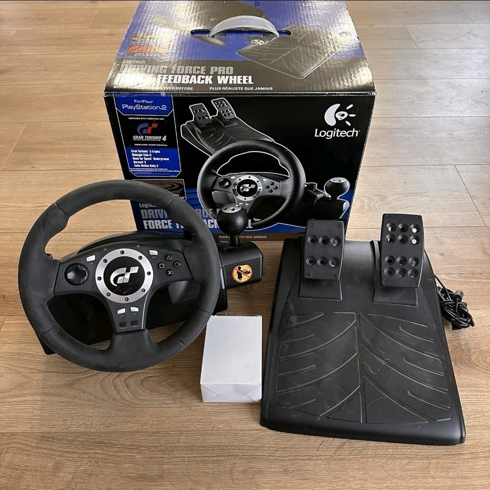 Logitech Driving Force Pro Racing Wheel + Game - PC PS2 - Brand New Bubble Wrap