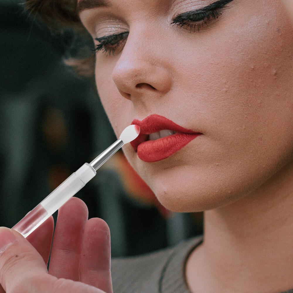 4-Piece Dual-Sided Silicone Lip Gloss Applicator and Eyeshadow Brush Set