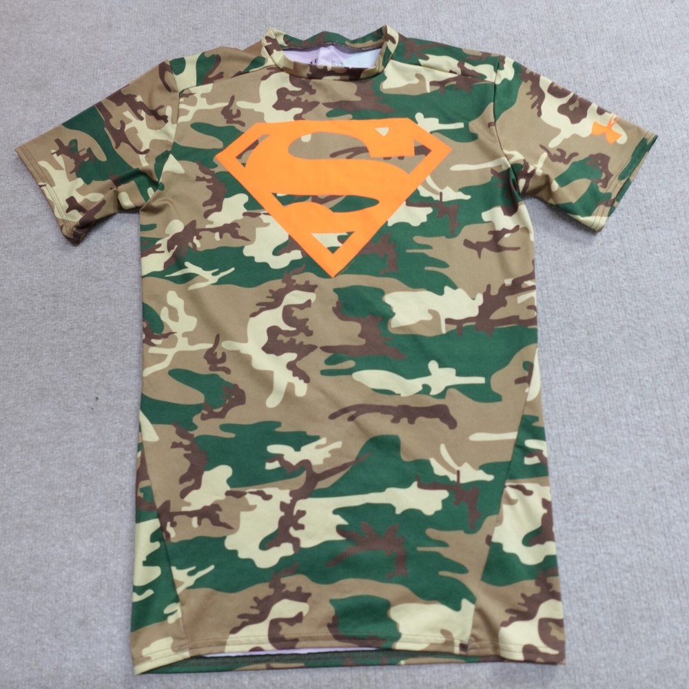 Under Armour Superman Green Camo Compression Shirt Large