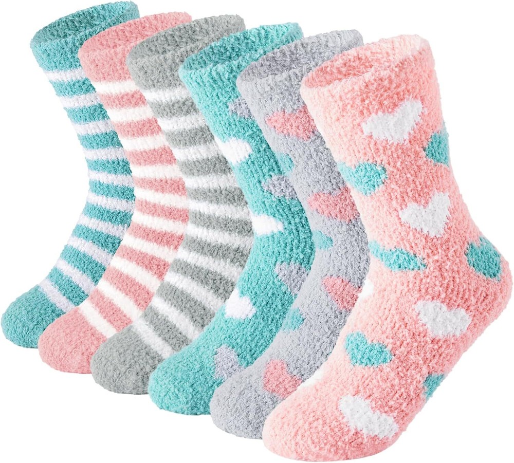 YANGTE Fluffy Socks Womens 4-7,6 Pairs Ladies Bed Socks Cosy Fuzzy Diabetic