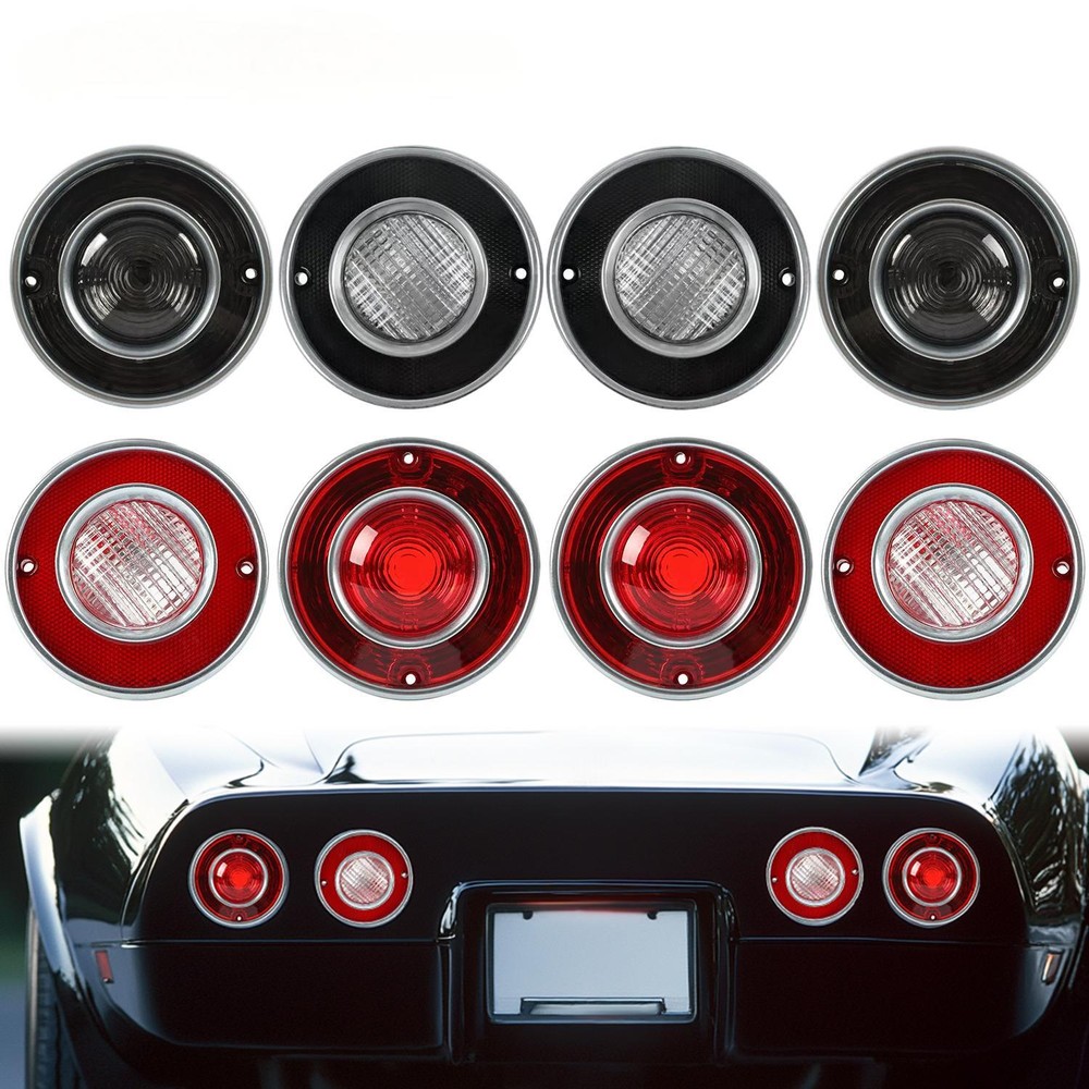 Red/Smoke Lens Tail Lights +Backup Lights Lamps For Chevrolet Corvette 1975-1979