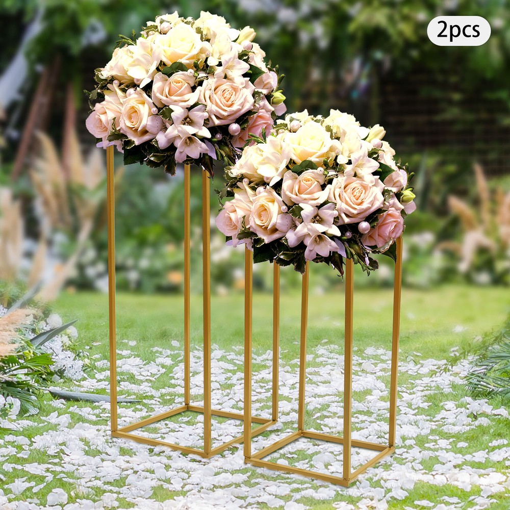 Gold Metal Column Flower Stand for Wedding Party Backdrop Centerpiece Rack 4Pcs