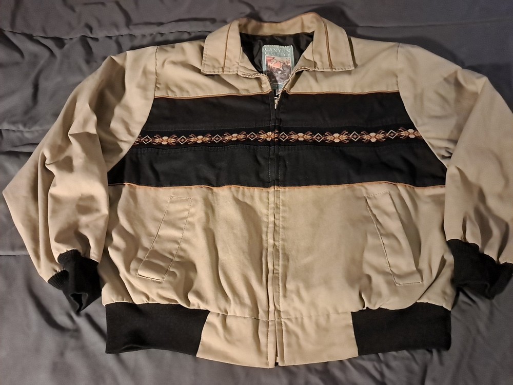 Vintage Canyon Guide Outfitters Brown Aztec Southwestern Jacket USA Made Sz XL