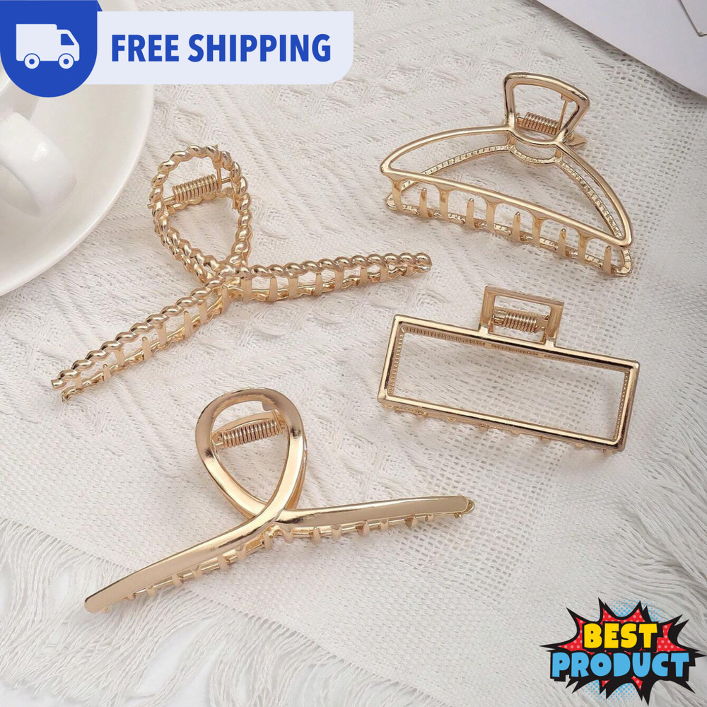 4Pack Large Hair Claw Clips for Women Metal Hollow Clip Accessories Wholesale UK