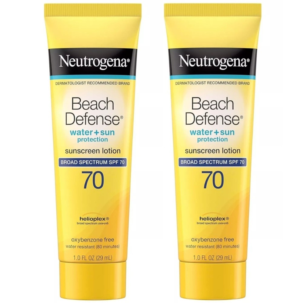 Neutrogena Beach Defense Sunscreen Lotion Broad Spectrum SPF 70, 1 Fl Oz - 2 Pk