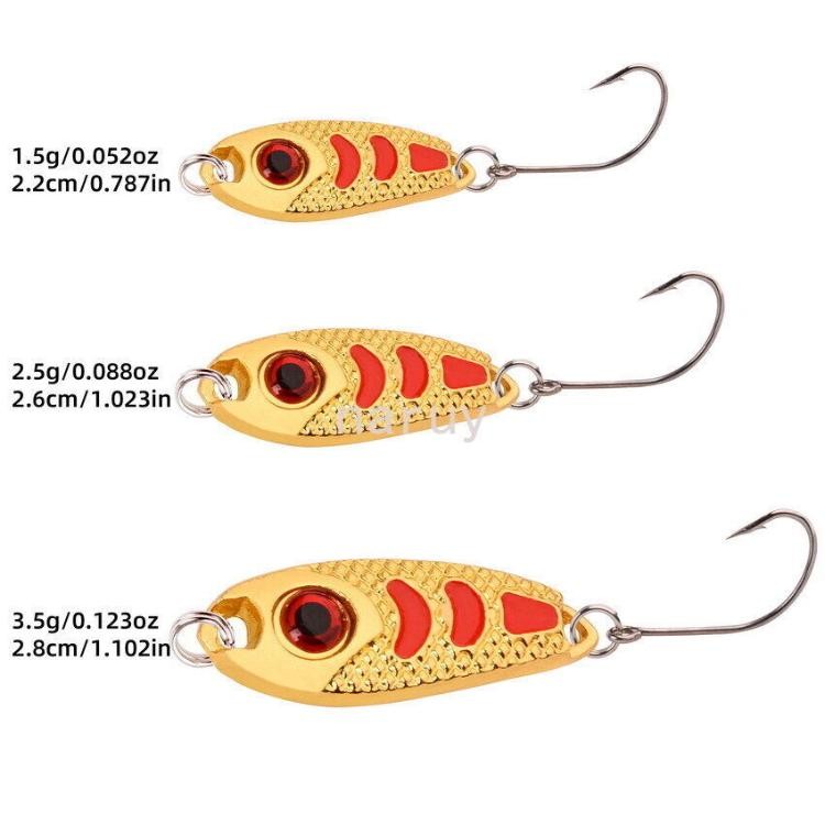 10pcs Micro Metal Lure 1.5g 2.5g 3.5g Fishhook Bass Pike Trout Mini Spoon Bait
