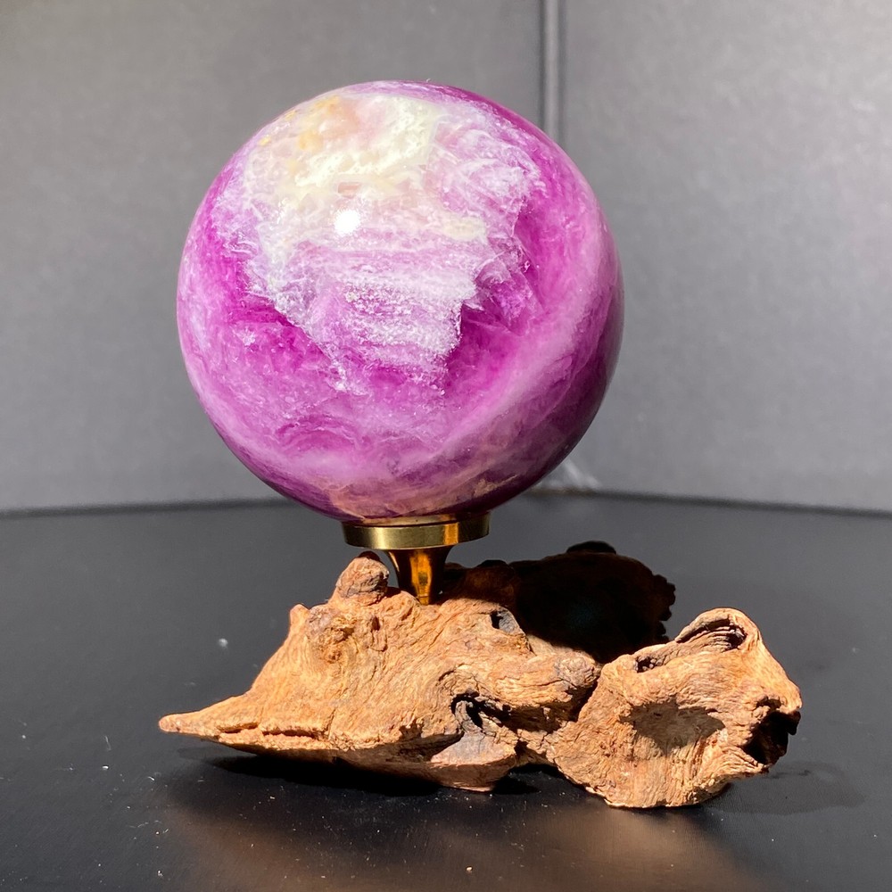 234g Natural Fluorite Ball Colorful Crystal Gemstone for Healing with Display Stand