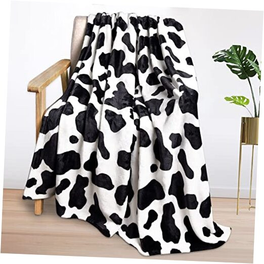 Cow Print Blanket for Kids, Fleece Fuzzy Cow Throw Blanket, Soft Warm Cozy