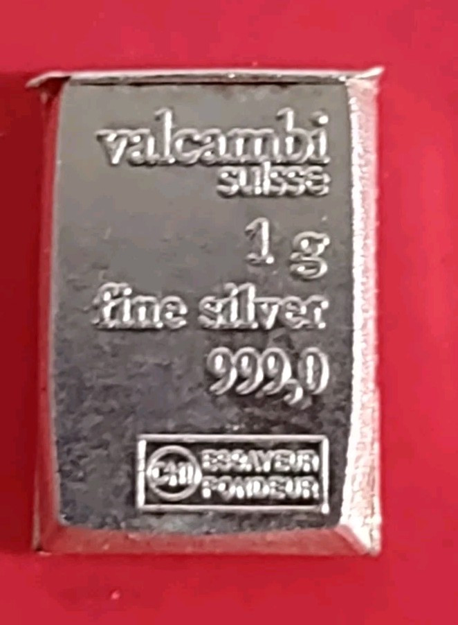 1 ~ ( Valcambi ) Gram .999 Silver Bar- .999 Fine Silver • 1 Bar