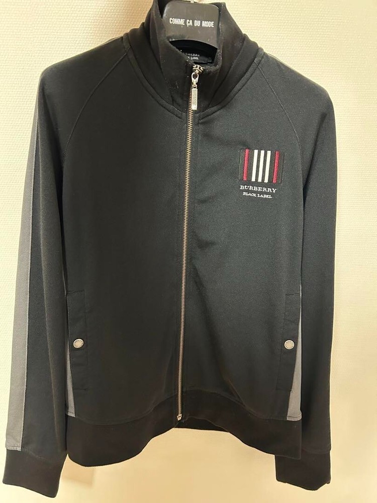 BURBERRY BLACK LABEL Jersey Track Jacket Blouson Logo Men Size 2/S-M Used