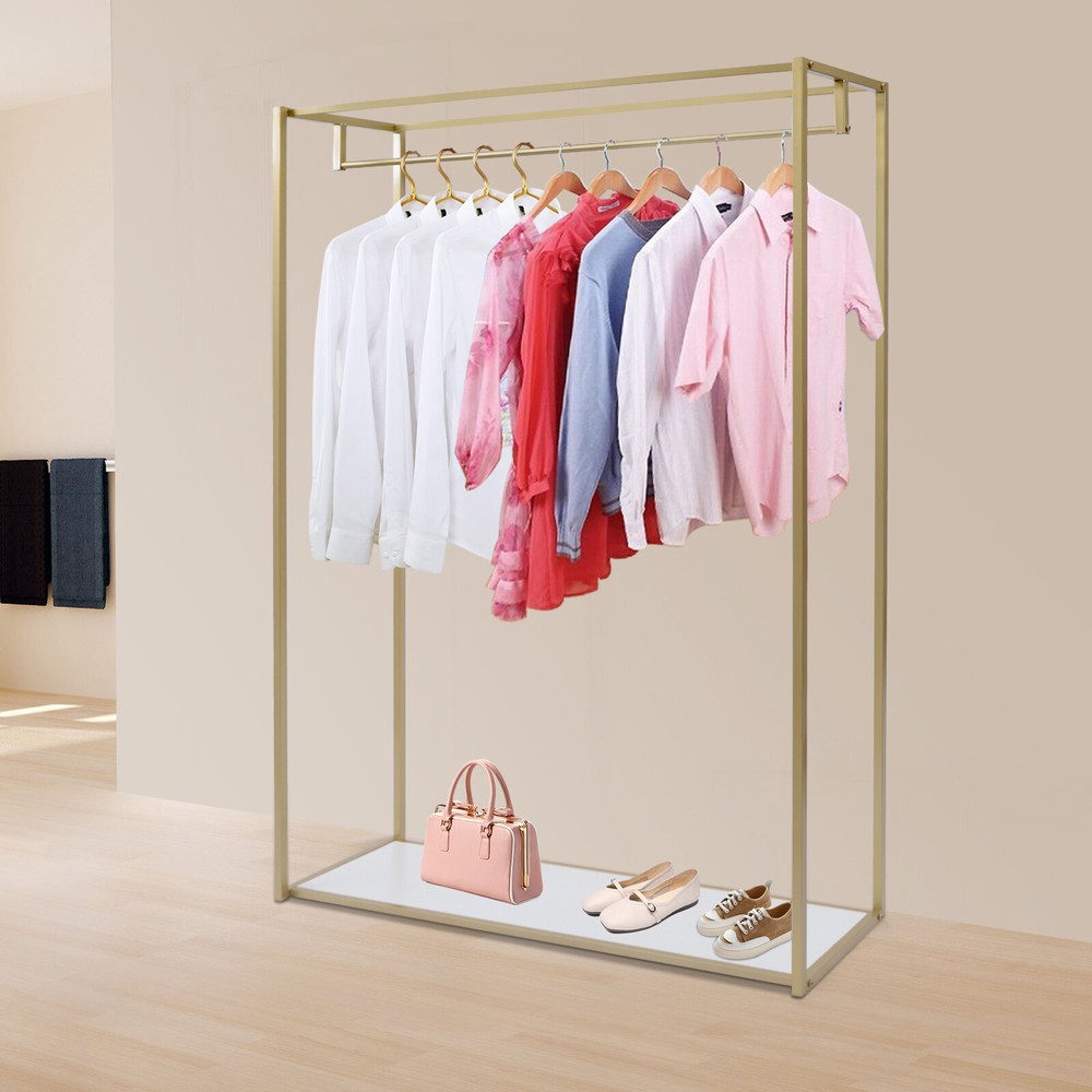 Heavy Duty Garment Rack with Clothes Hanger and Shoe Storage Organizer