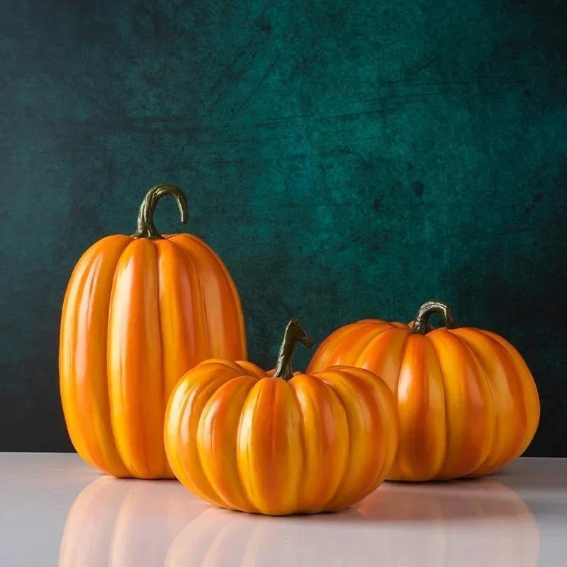 Figurine Pumpkin Small Resin Orange Modern Smooth Novelty Home Decor Free Stand