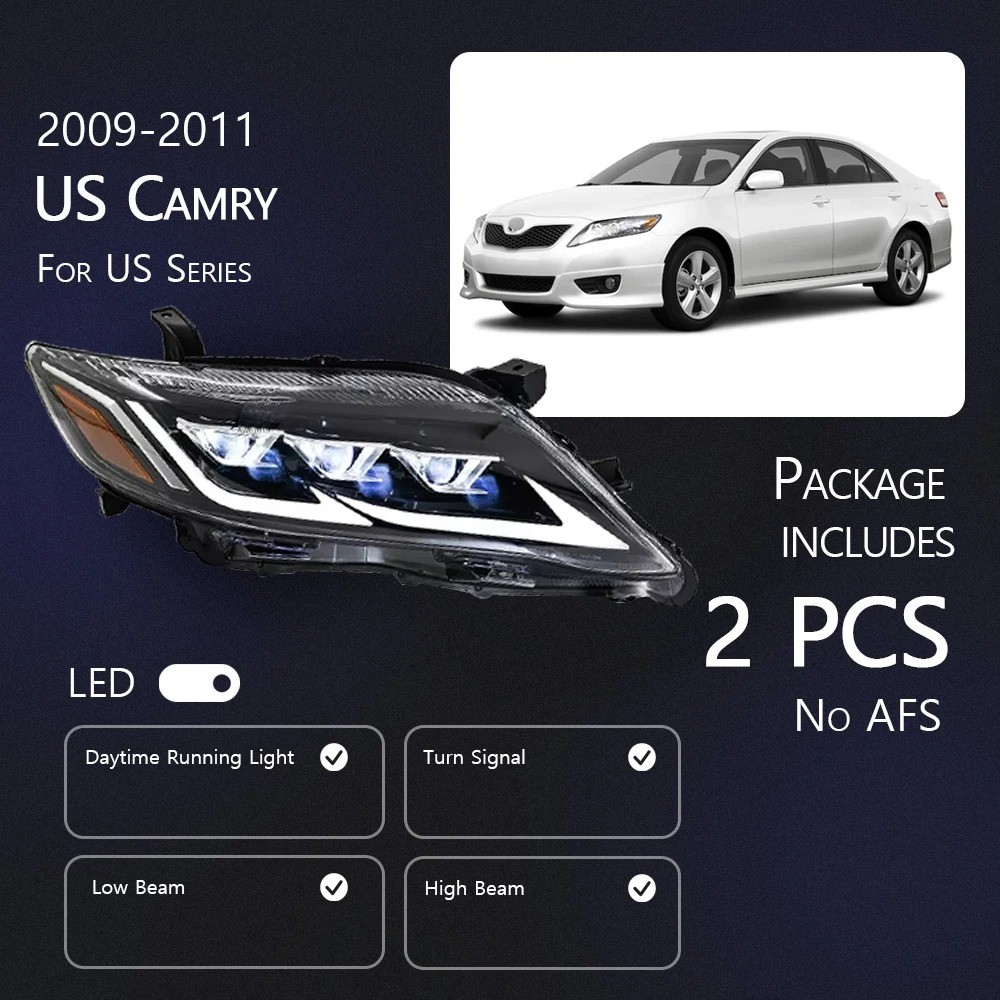 Full LED Headlights For Toyota Camry 2010-2011 Head Lamps Dynamic DRL Animation