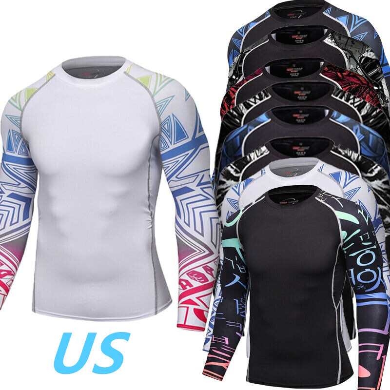 Men's Quick-Dry UPF 50+ Printed Long Sleeve Rash Guard