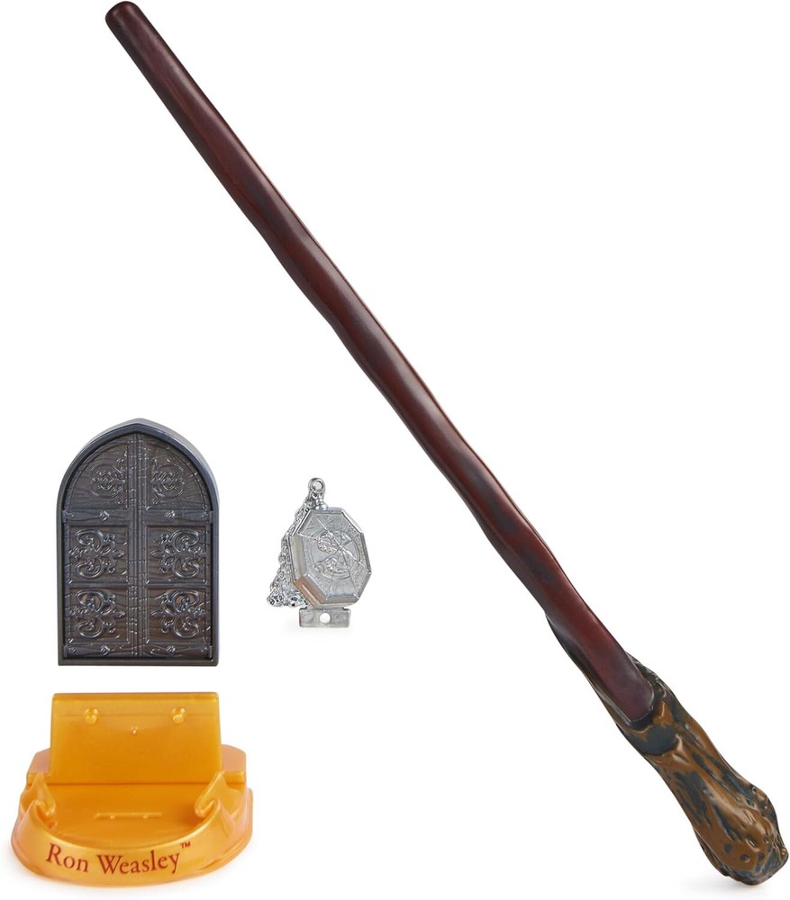 Harry Potter 12-Inch Ron Weasley Collectible Wand with Stand & Die-Cast Icon