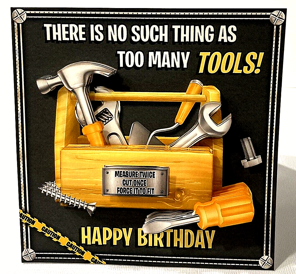 Handmade Greeting Card 3D Humorous  Birthday With Tools