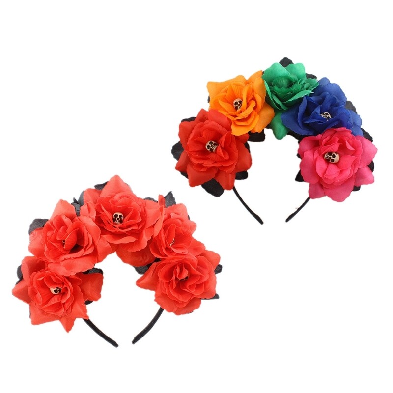 Halloween Flower Headband for Women Colorful Hair Hoop Accessory