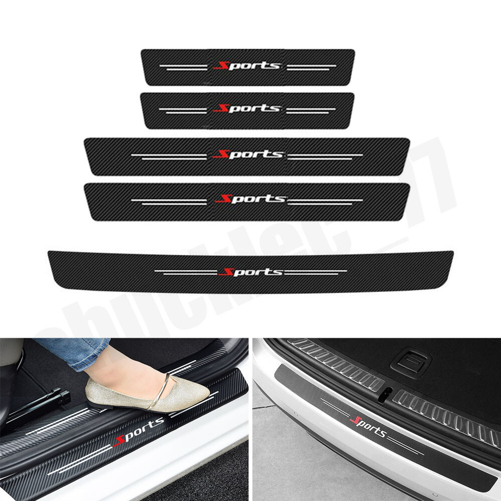 5-Piece Car Door Scuff Sill Cover Protector Trim Strip Kit Accessories